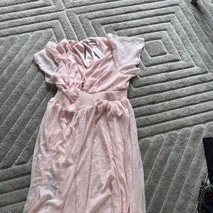 Baltic Born Pink Flutter Sleeve Wrap Sundress